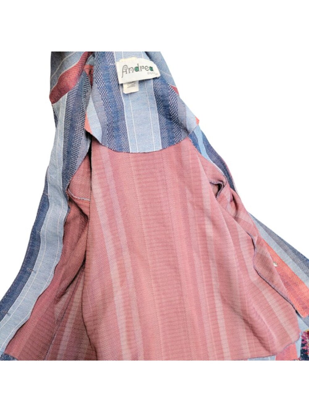 Vintage 70s Stripe Shirt Jacket Women Medium Pink Blue Collar Button Lightweight - Picture 16 of 16